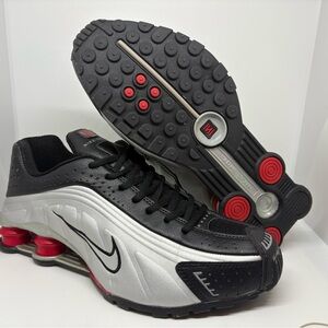 Men’s Nike Shox R4 - Silver, Black, and Red size 9.5
